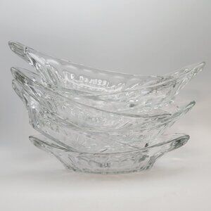 Vintage Glass Ice Cream Sundae Banana Split Clear Boat Shaped Mexico Set of 6